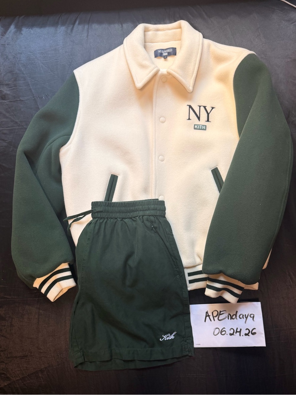 Men's Kith Varsity Jacket (sz M) & Shorts in Stadium Green (sz XS)